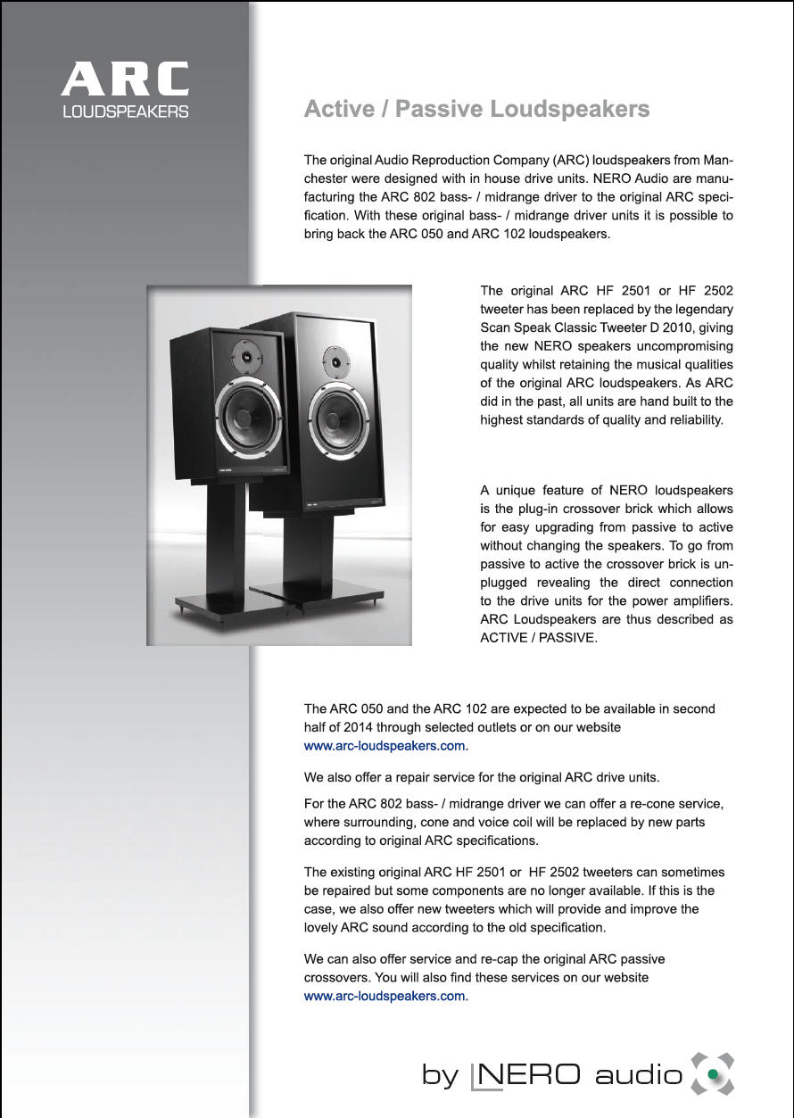 ARC Loudspeakers - Leaflet Download